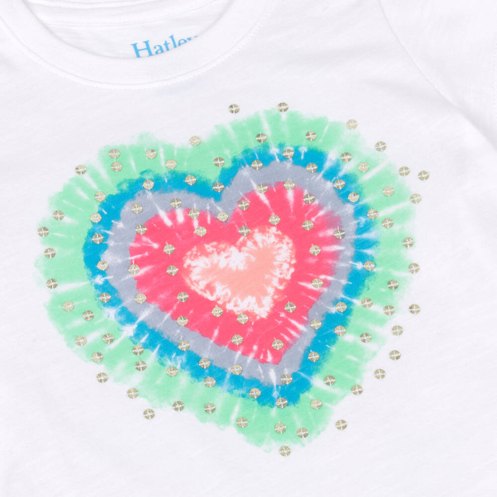 Hatley-Girls White Cotton Sequin Heart T-Shirt | Childrensalon