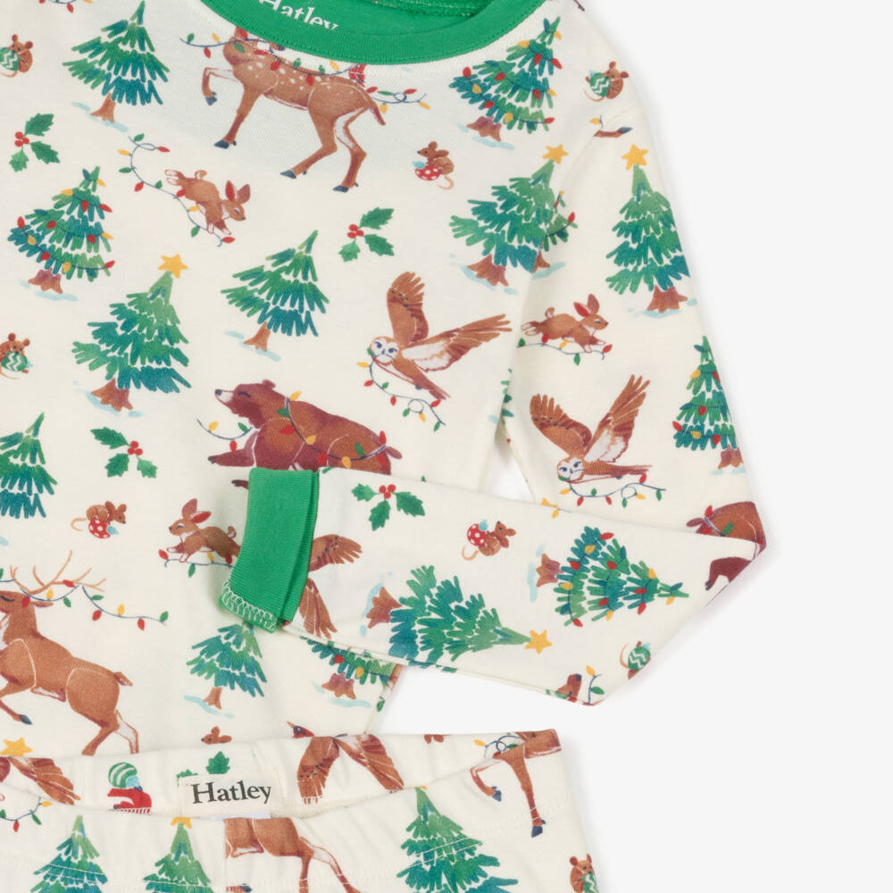 Hatley-Ivory Festive Print Organic Cotton Jersey Pyjamas | Childrensalon