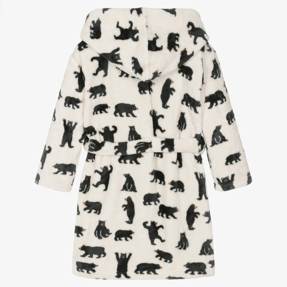 Little Blue House by Hatley-Ivory Fleece Bear Hooded Dressing Gown | Childrensalon