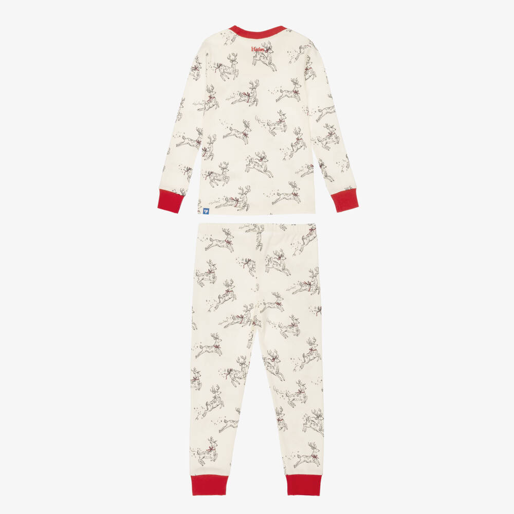 Hatley-Ivory Organic Cotton Jersey Reindeer Pyjamas | Childrensalon