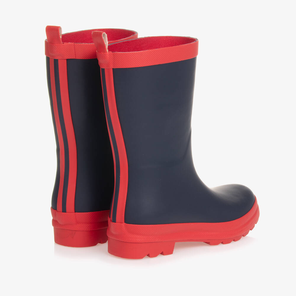 Hatley-Navy Blue & Red Rain Boots | Childrensalon