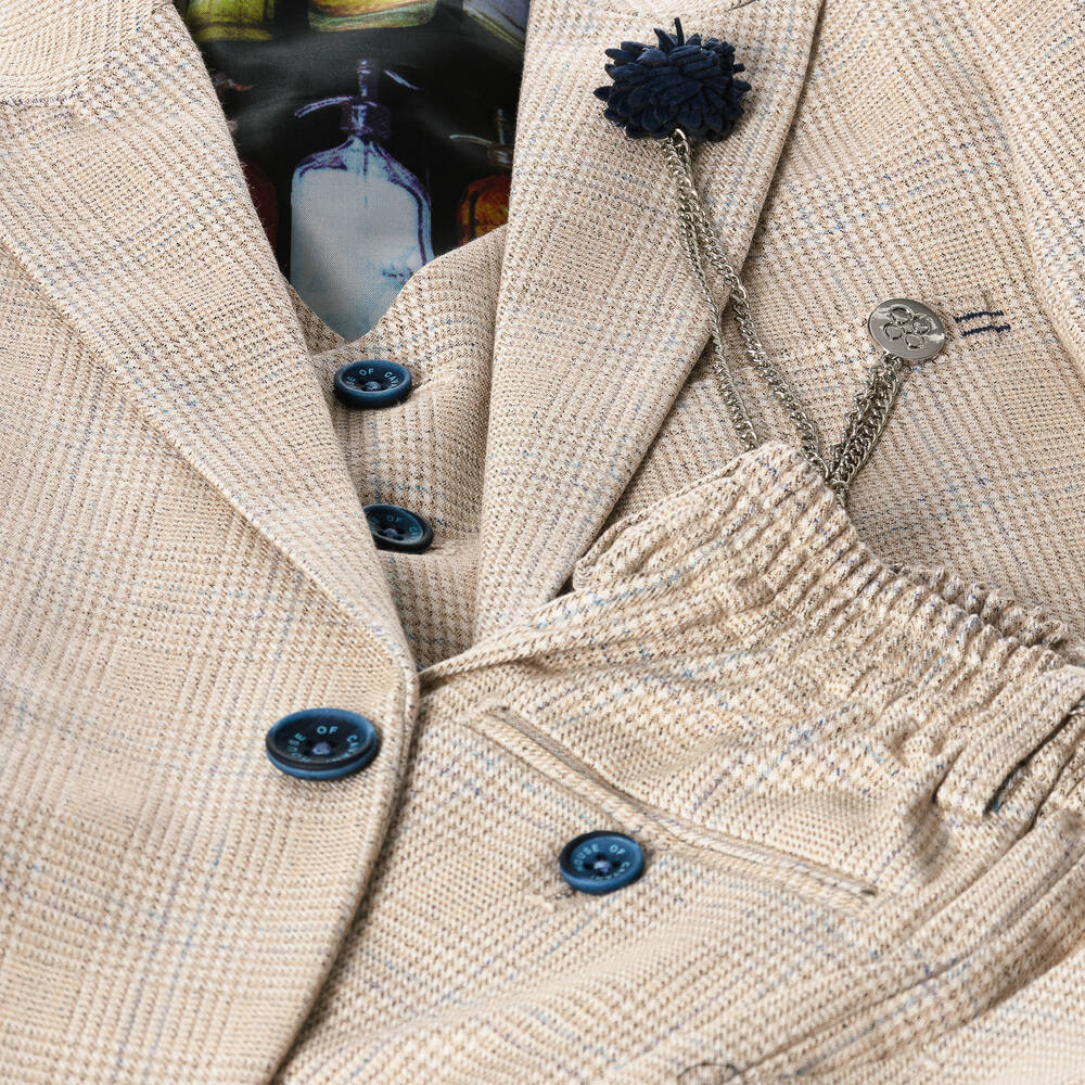 House of Cavani-Бежевый костюм Caridi в клетку для мальчиков | Childrensalon