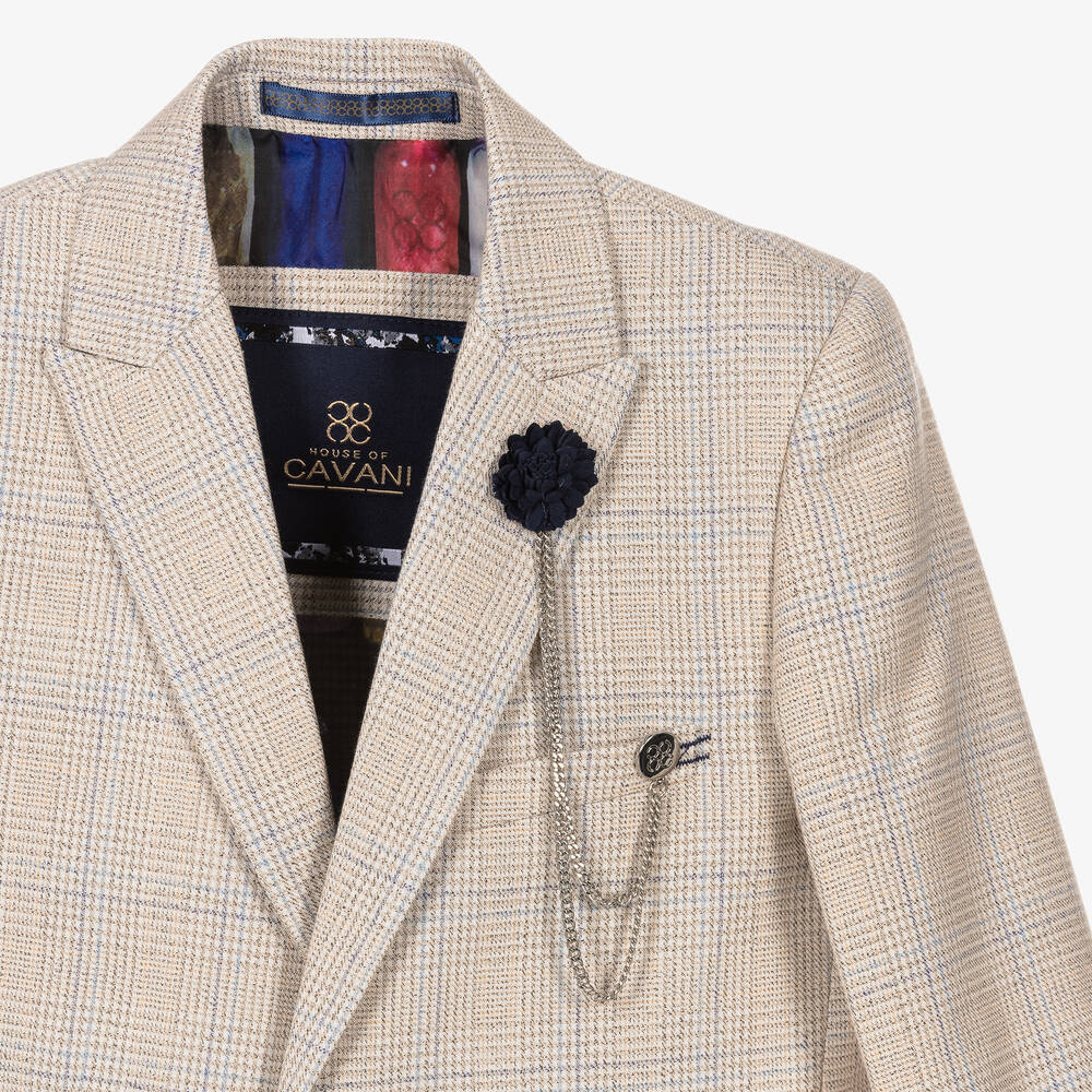 House of Cavani-Бежевый костюм Caridi в клетку для мальчиков | Childrensalon