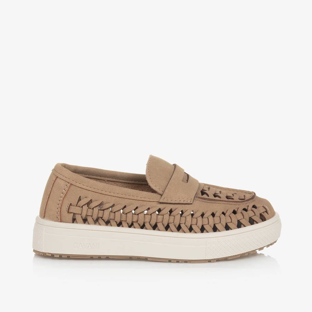House of Cavani-Boys Beige Faux Suede Loafers | Childrensalon