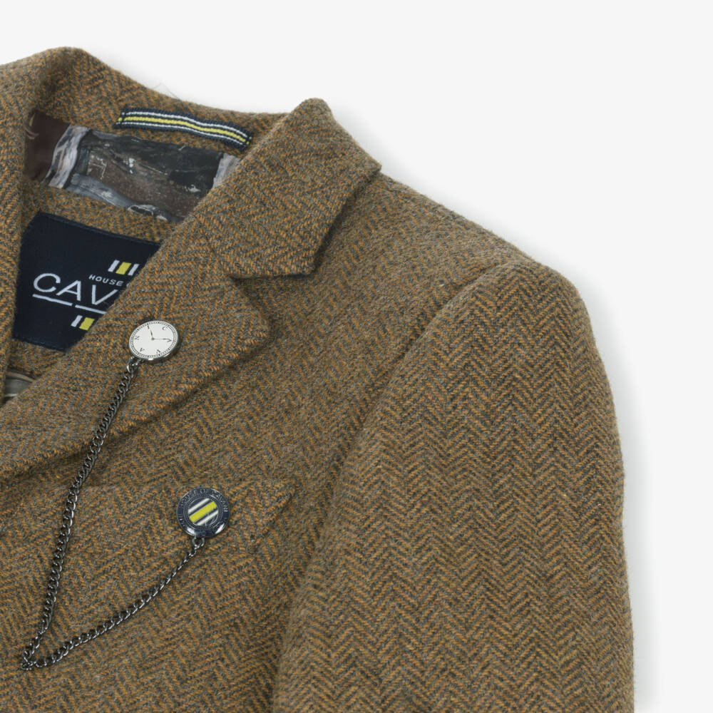 House of Cavani-Boys Brown Herringbone Tweed 3 Piece Suit | Childrensalon