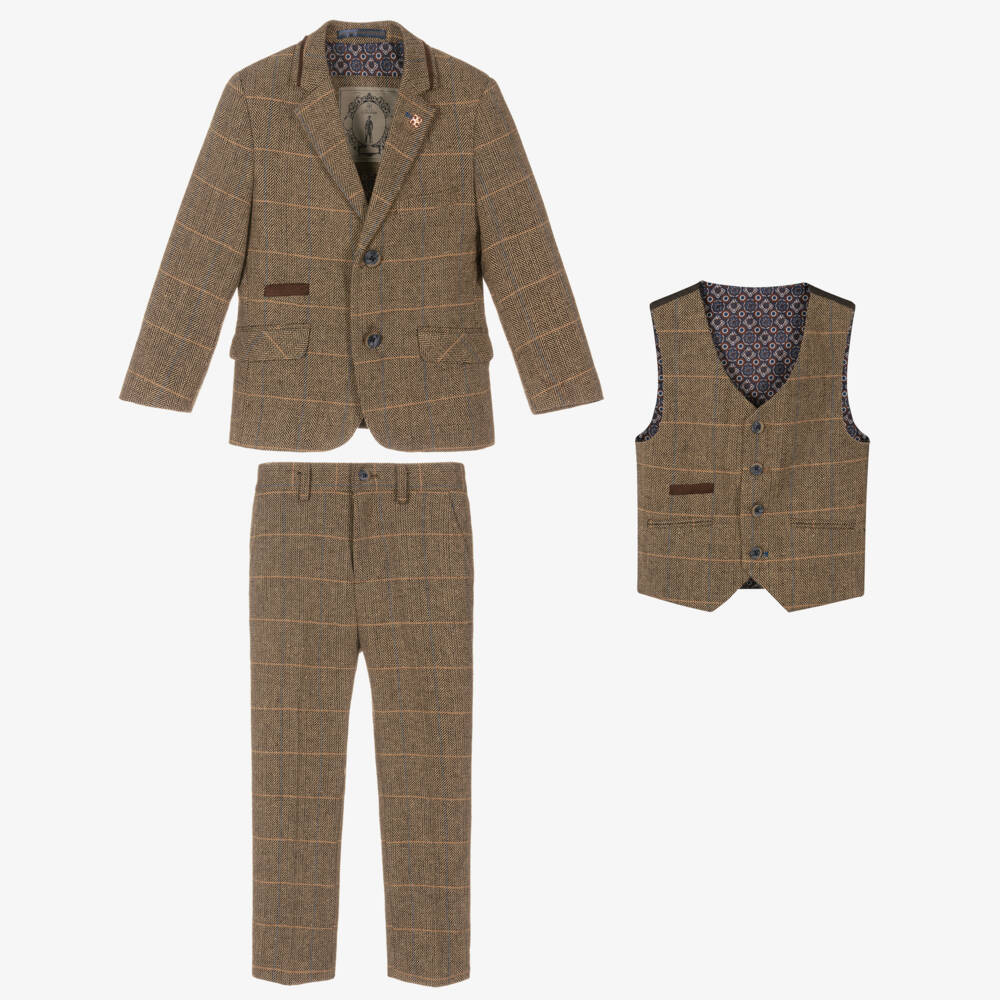 House of Cavani-Boys Brown Tweed Albert Suit | Childrensalon