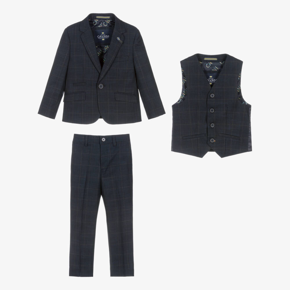 House of Cavani-Костюм Торино синий в клетку для мальчиков | Childrensalon