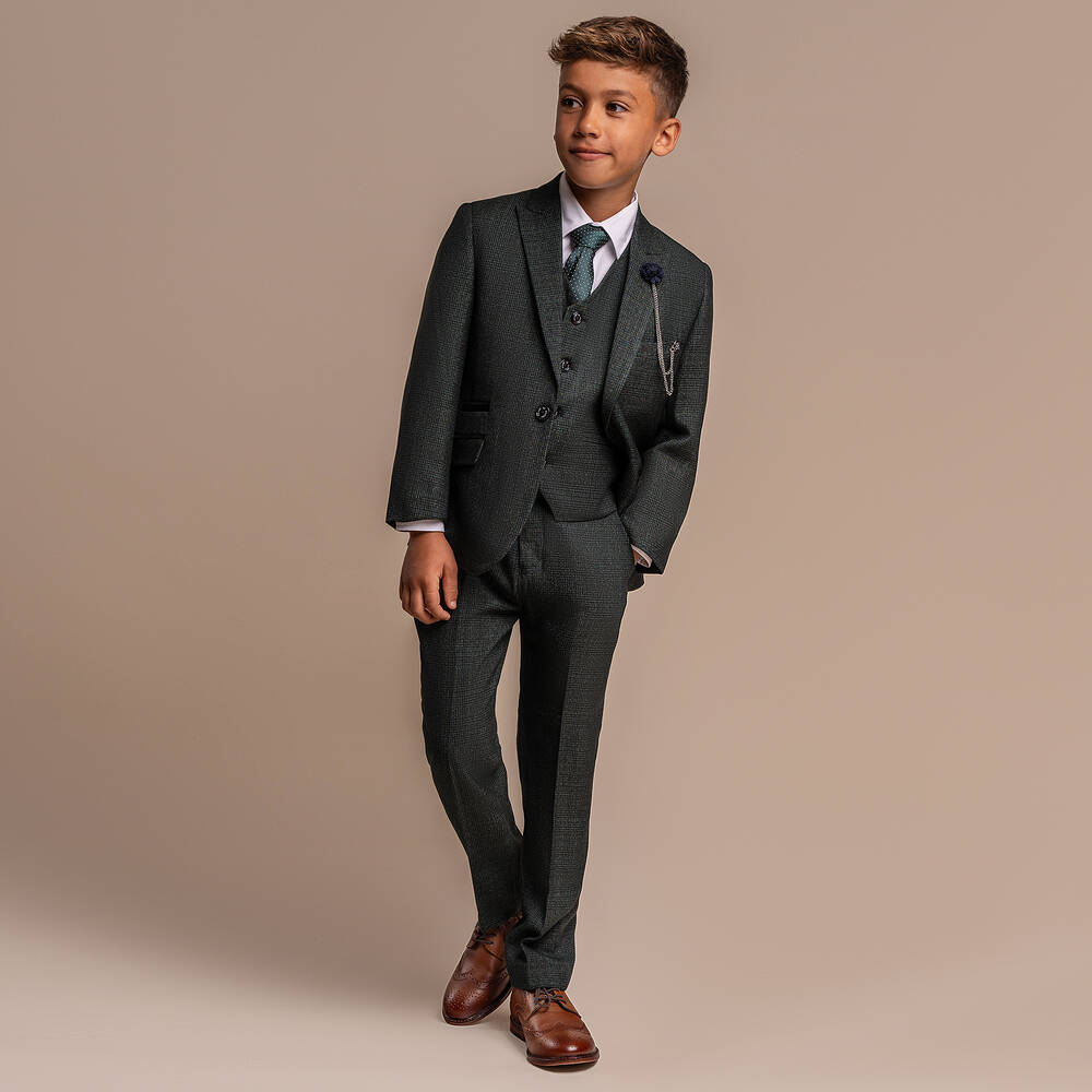 House of Cavani-Boys Green Check Caridi Suit | Childrensalon