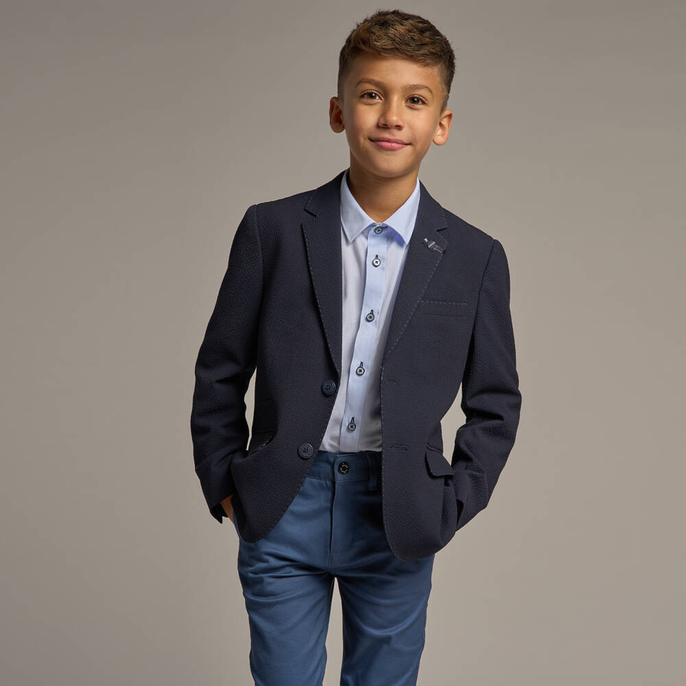House of Cavani-Boys Navy Blue Siren Blazer | Childrensalon