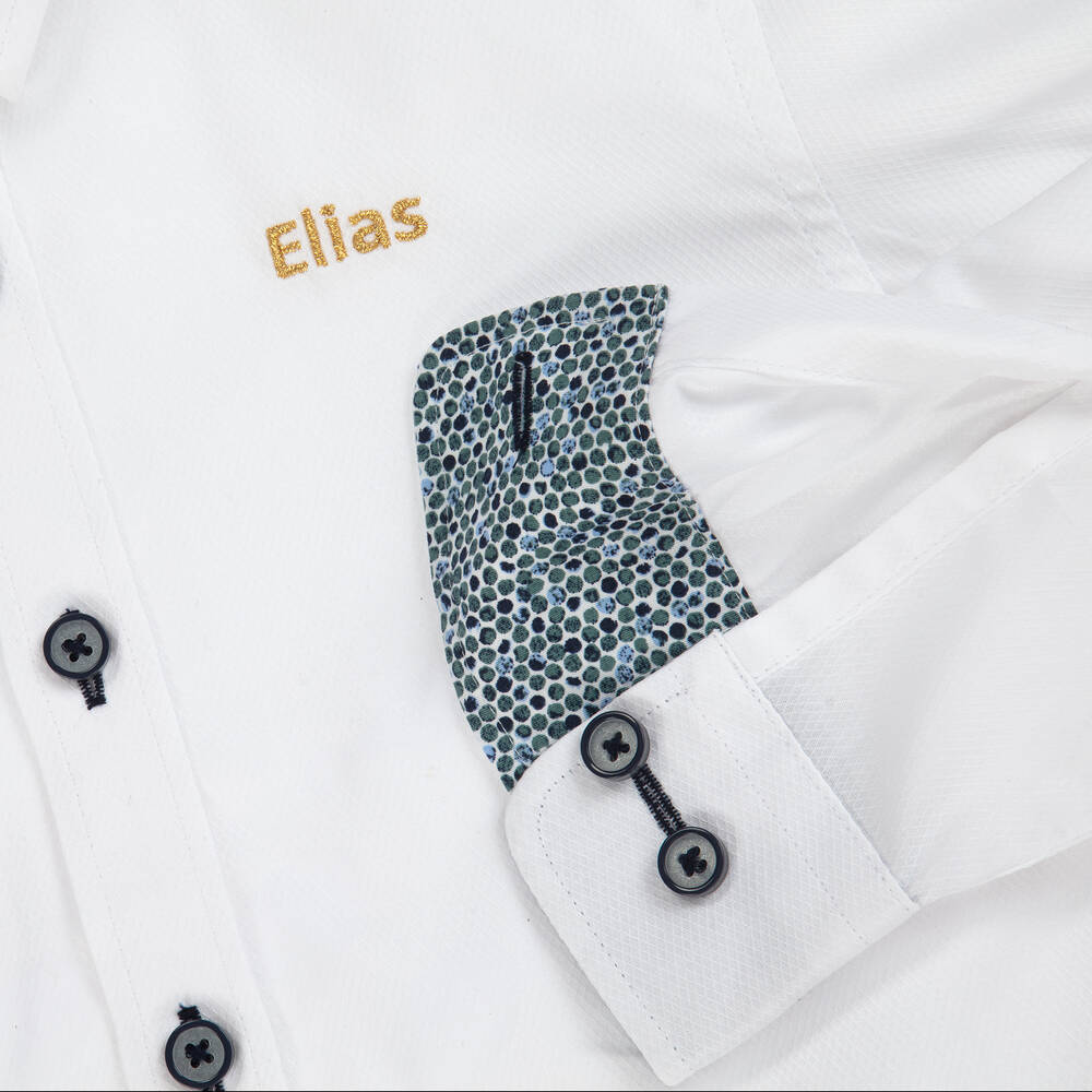 House of Cavani-Boys Personalised White Cotton Shirt | Childrensalon
