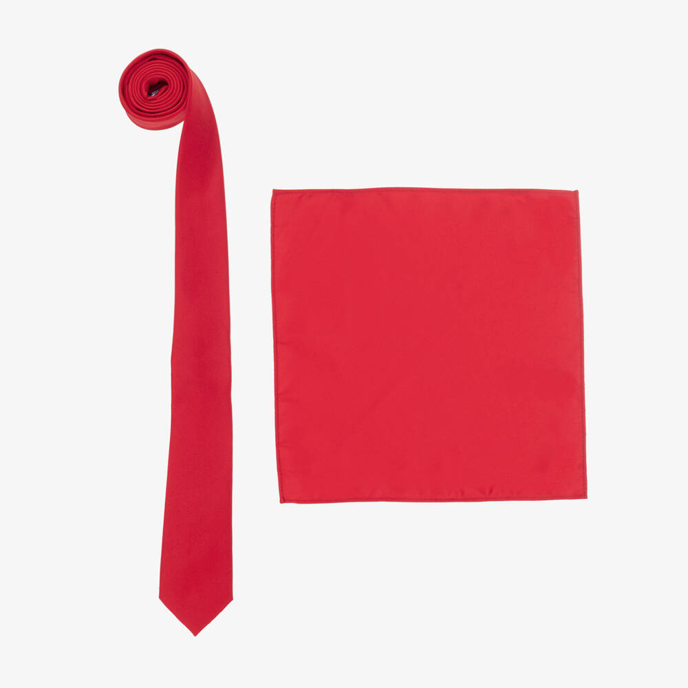 House of Cavani-Boys Red Satin Tie Set | Childrensalon