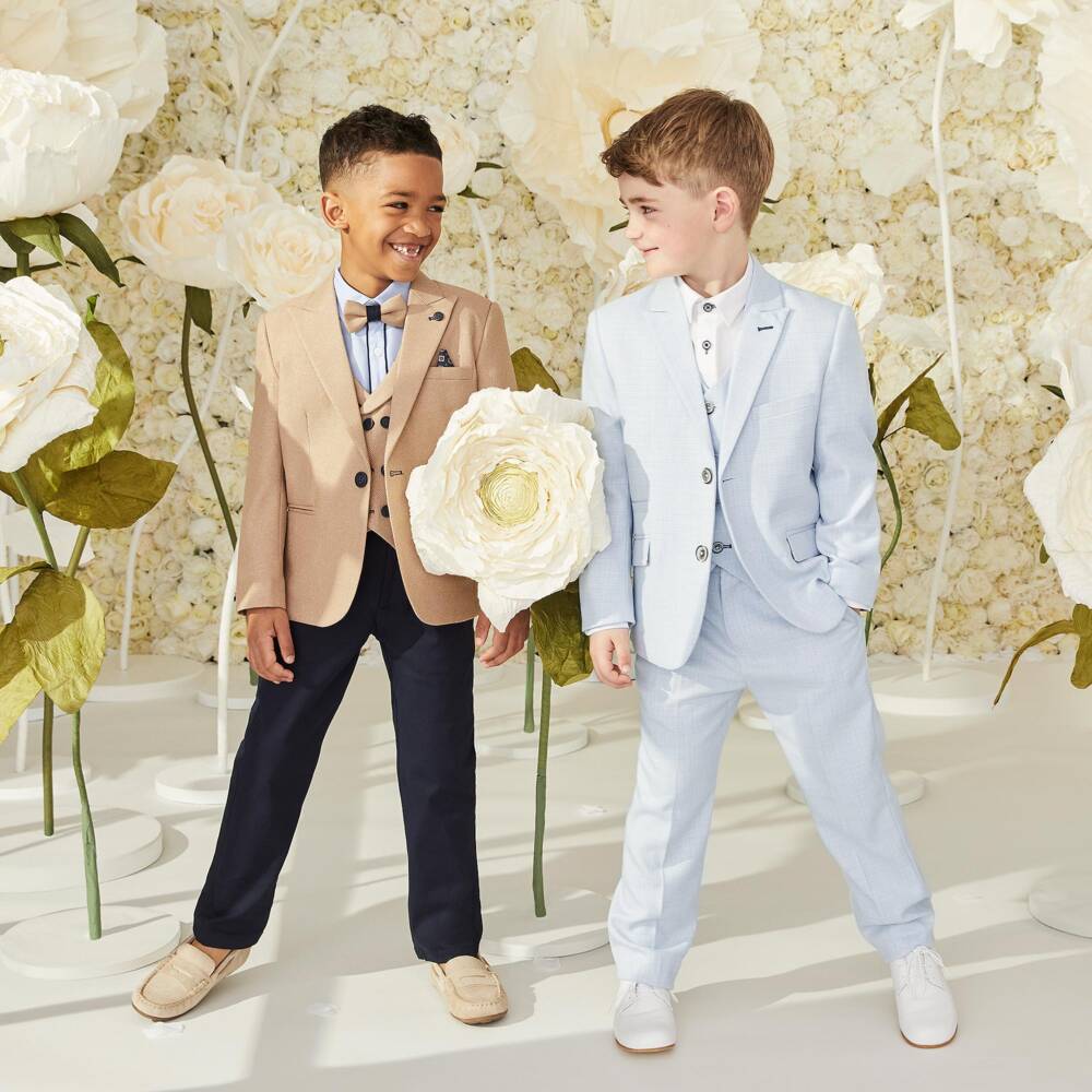 House of Cavani-بدلة تروبيز بنقشة مربعات لون أزرق للأولاد | Childrensalon