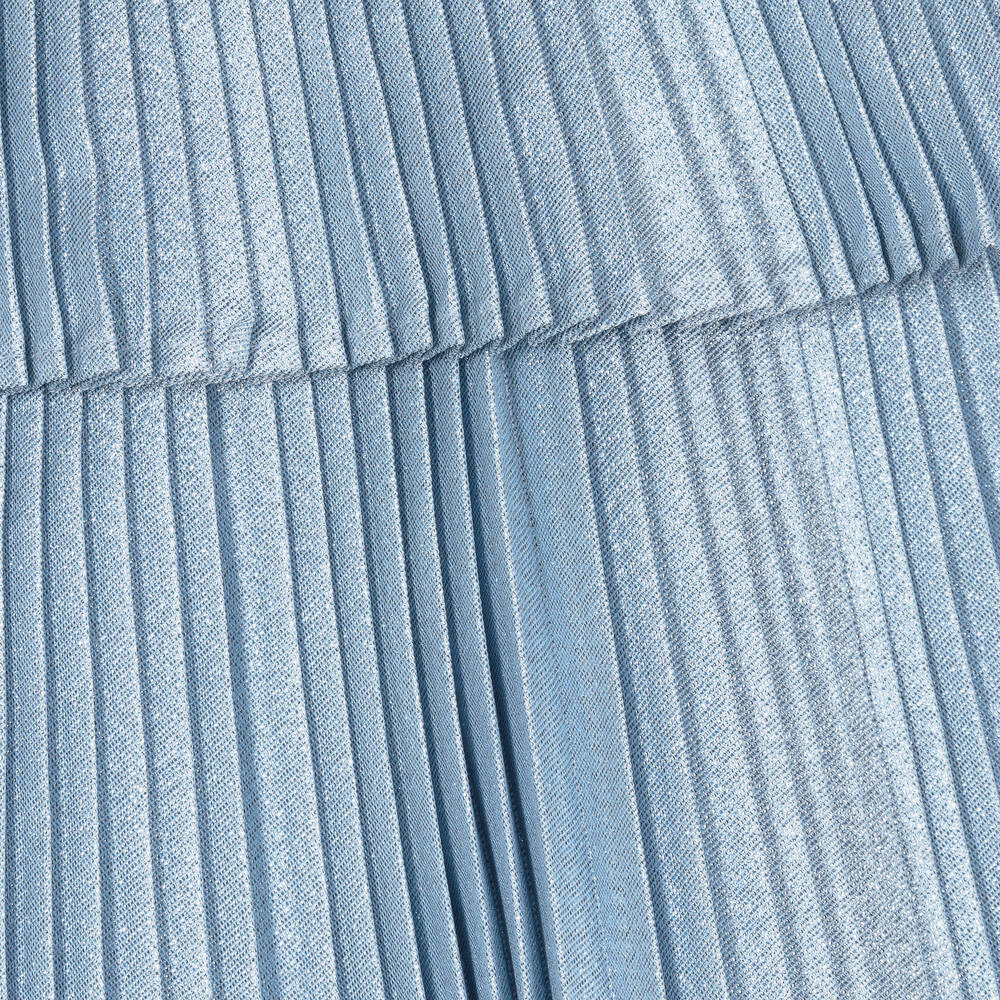 Hucklebones London-Baby Girls Glittery Blue Pleated Dress | Childrensalon