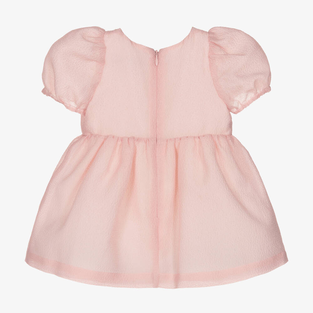 Hucklebones London-Baby Girls Pink Crêpe Bows Dress | Childrensalon