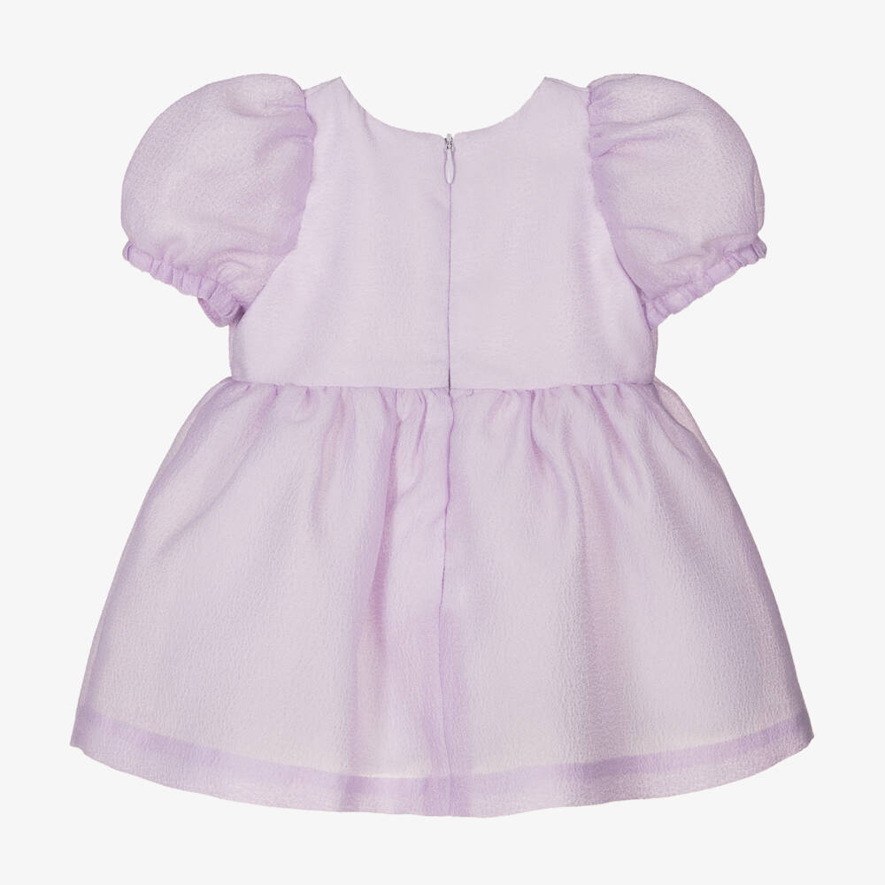 Hucklebones London-Baby Girls Purple Crêpe Bows Dress | Childrensalon