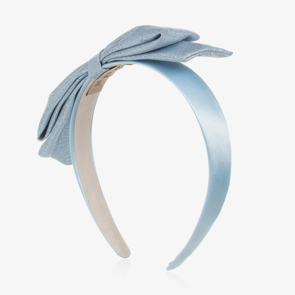Hucklebones London-Girls Blue Bow Hairband | Childrensalon