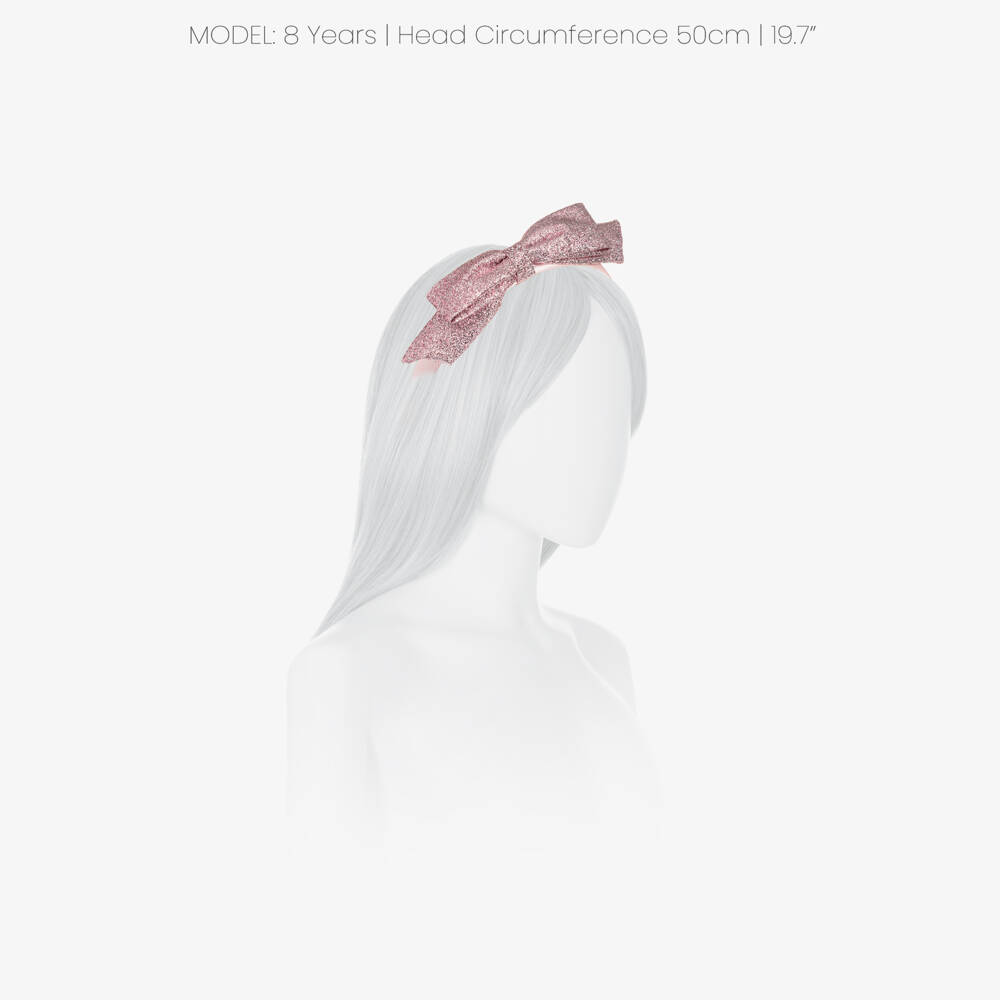 Hucklebones London-Girls Glittery Pink Bow Hairband | Childrensalon