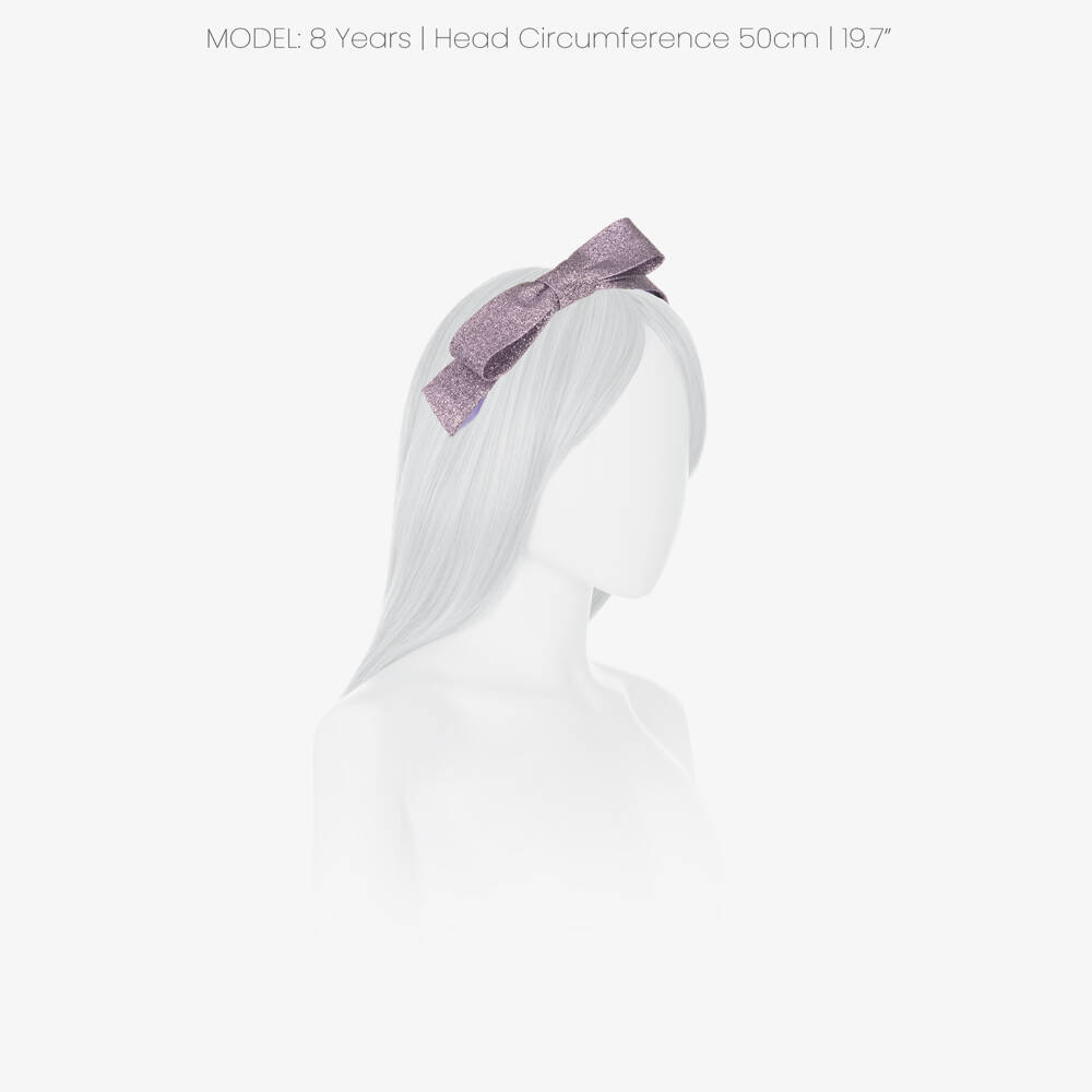 Hucklebones London-Girls Glittery Pink Bow Headband | Childrensalon