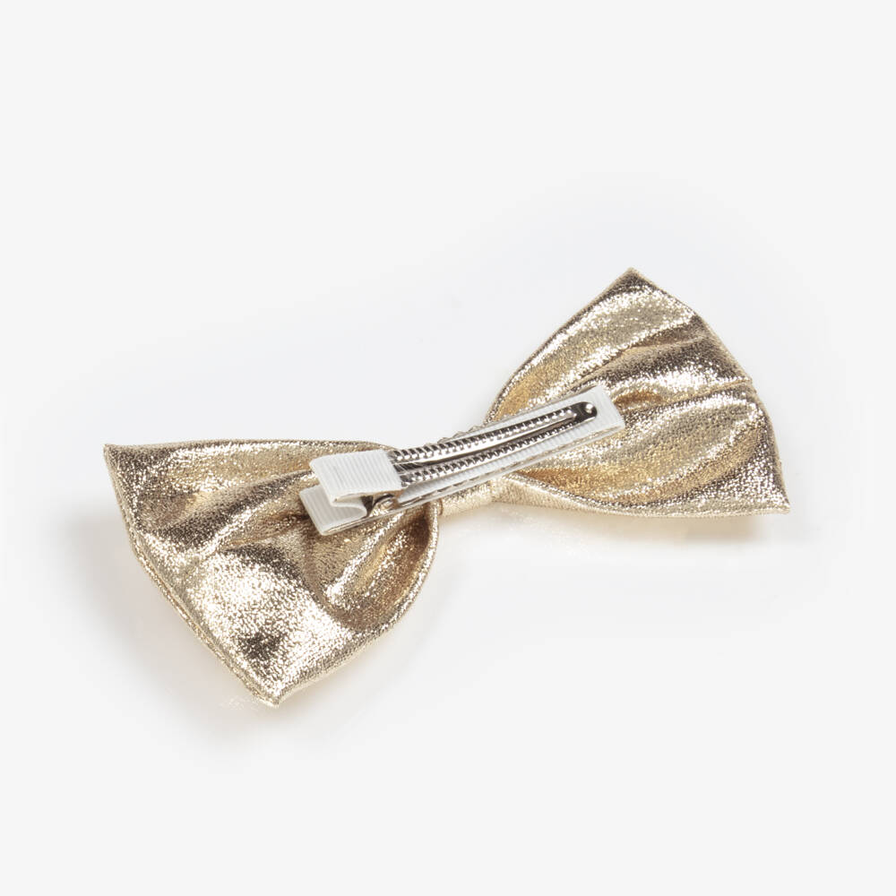 Hucklebones London-Girls Gold Bow Hair Clip (12cm) | Childrensalon