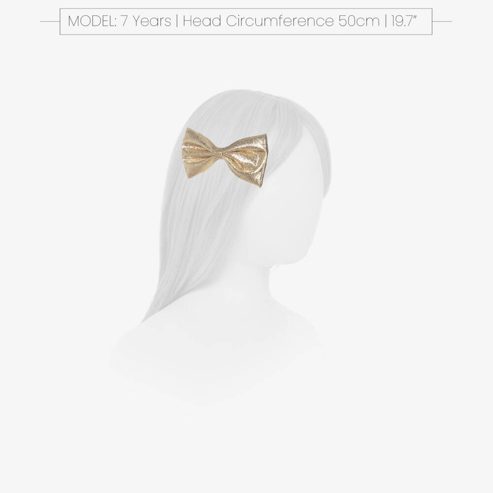 Hucklebones London-Girls Gold Bow Hair Clip (12cm) | Childrensalon