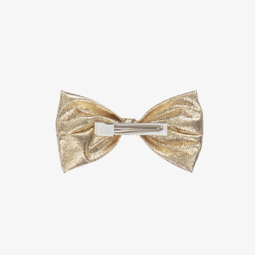 Hucklebones London-Girls Gold Bow Hair Clip (12cm) | Childrensalon
