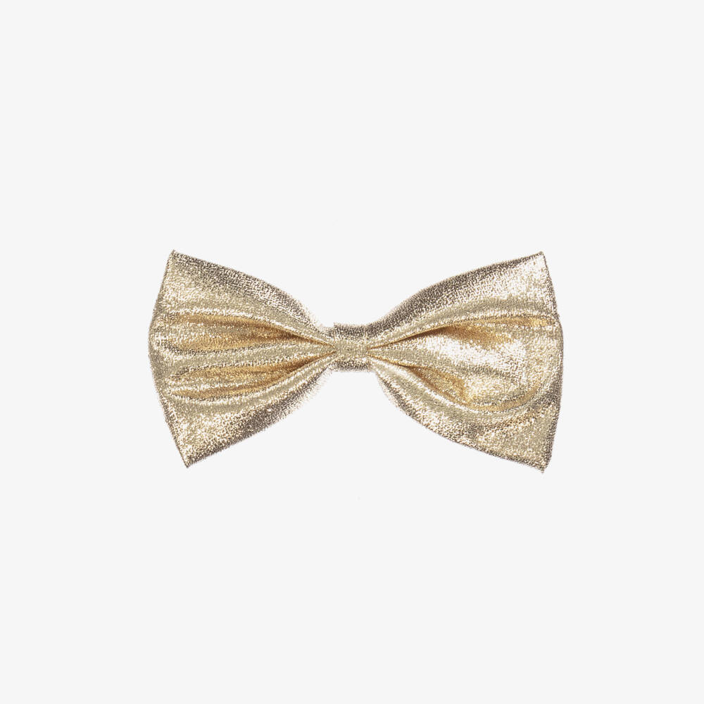 Hucklebones London-Girls Gold Bow Hair Clip (12cm) | Childrensalon