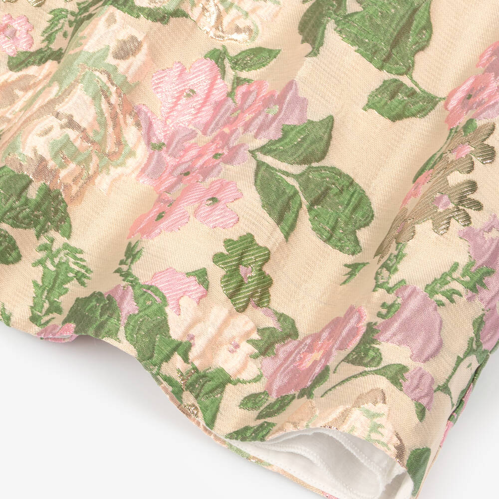 Hucklebones London-فستان جاكار لون زهري وذهبي للبنات | Childrensalon