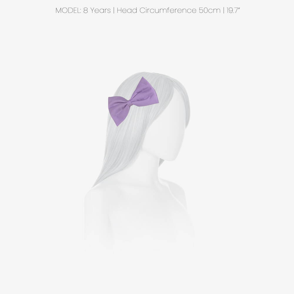 Hucklebones London-Girls Lavender Satin Bow Hair Clip (12cm) | Childrensalon