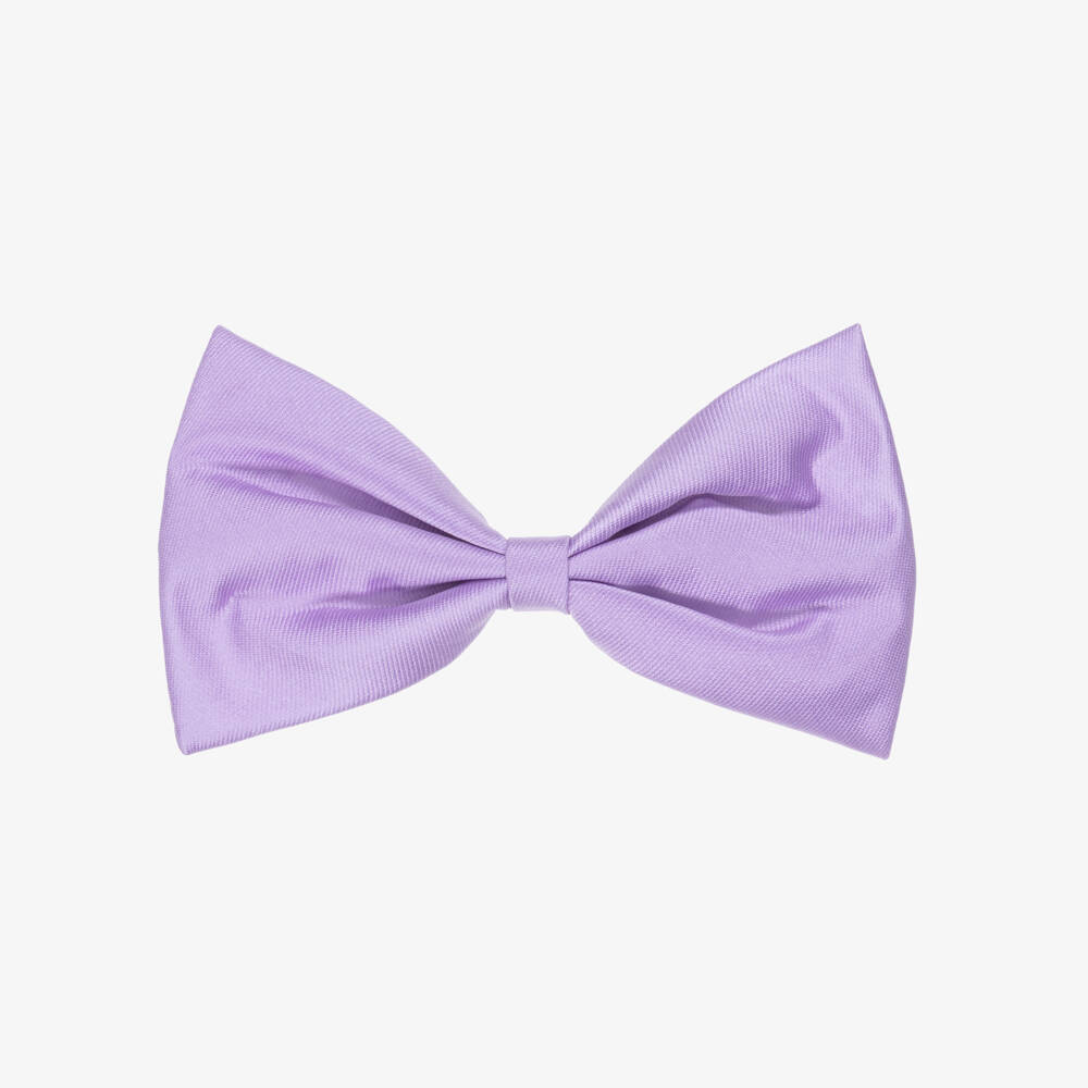 Hucklebones London-Girls Lavender Satin Bow Hair Clip (12cm) | Childrensalon