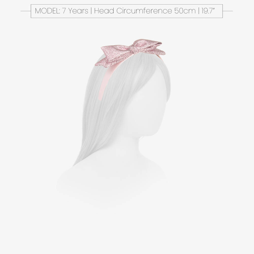 Hucklebones London-Girls Pink Glitter Bow Hairband | Childrensalon