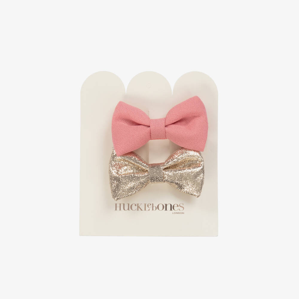 Hucklebones London-Girls Pink & Gold Hair Clips (2 Pack) | Childrensalon