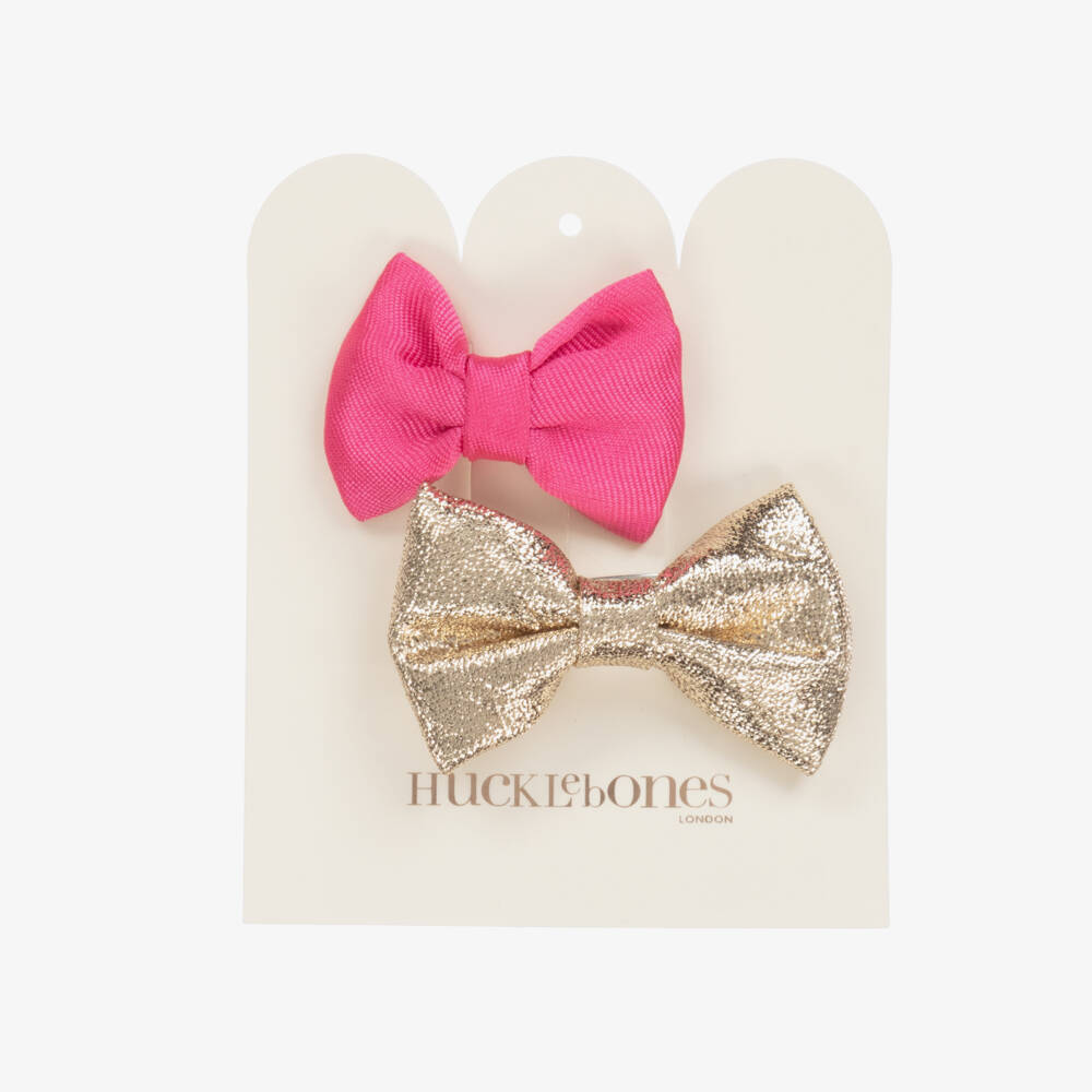 Hucklebones London-Girls Pink & Gold Hair Clips (2 Pack) | Childrensalon