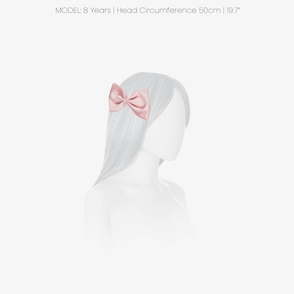 Hucklebones London-Girls Pink Satin Bow Hair Clip (12cm) | Childrensalon