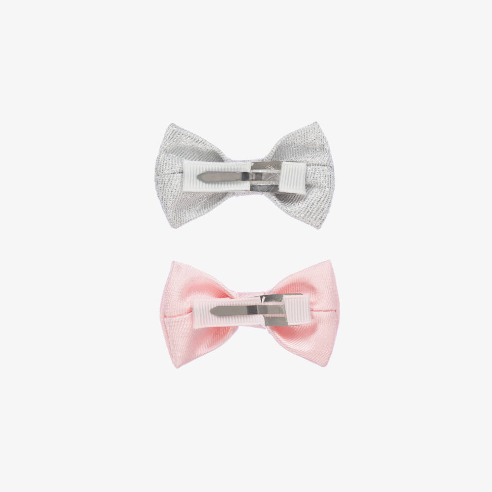 Hucklebones London-Girls Pink & Silver Hair Clips (2 Pack) | Childrensalon