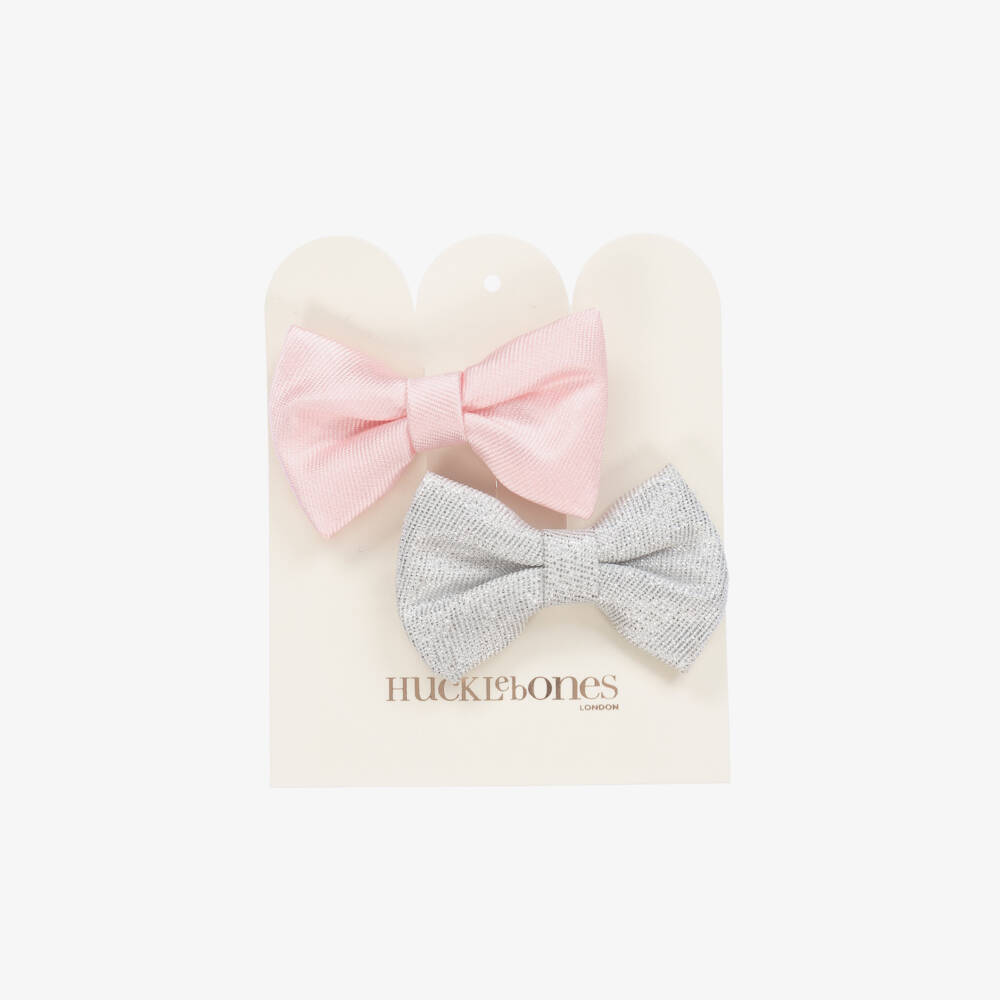Hucklebones London-Girls Pink & Silver Hair Clips (2 Pack) | Childrensalon