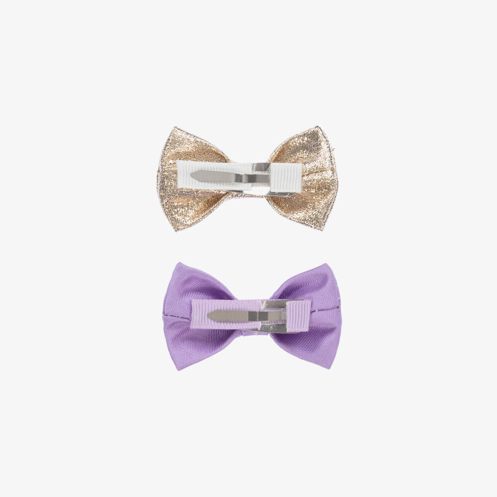 Hucklebones London-Girls Purple & Gold Hair Clips (2 Pack) | Childrensalon