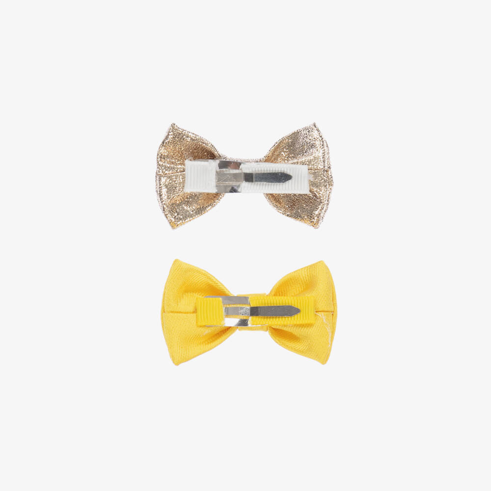 Hucklebones London-Girls Yellow & Gold Hair Clips (2 Pack) | Childrensalon