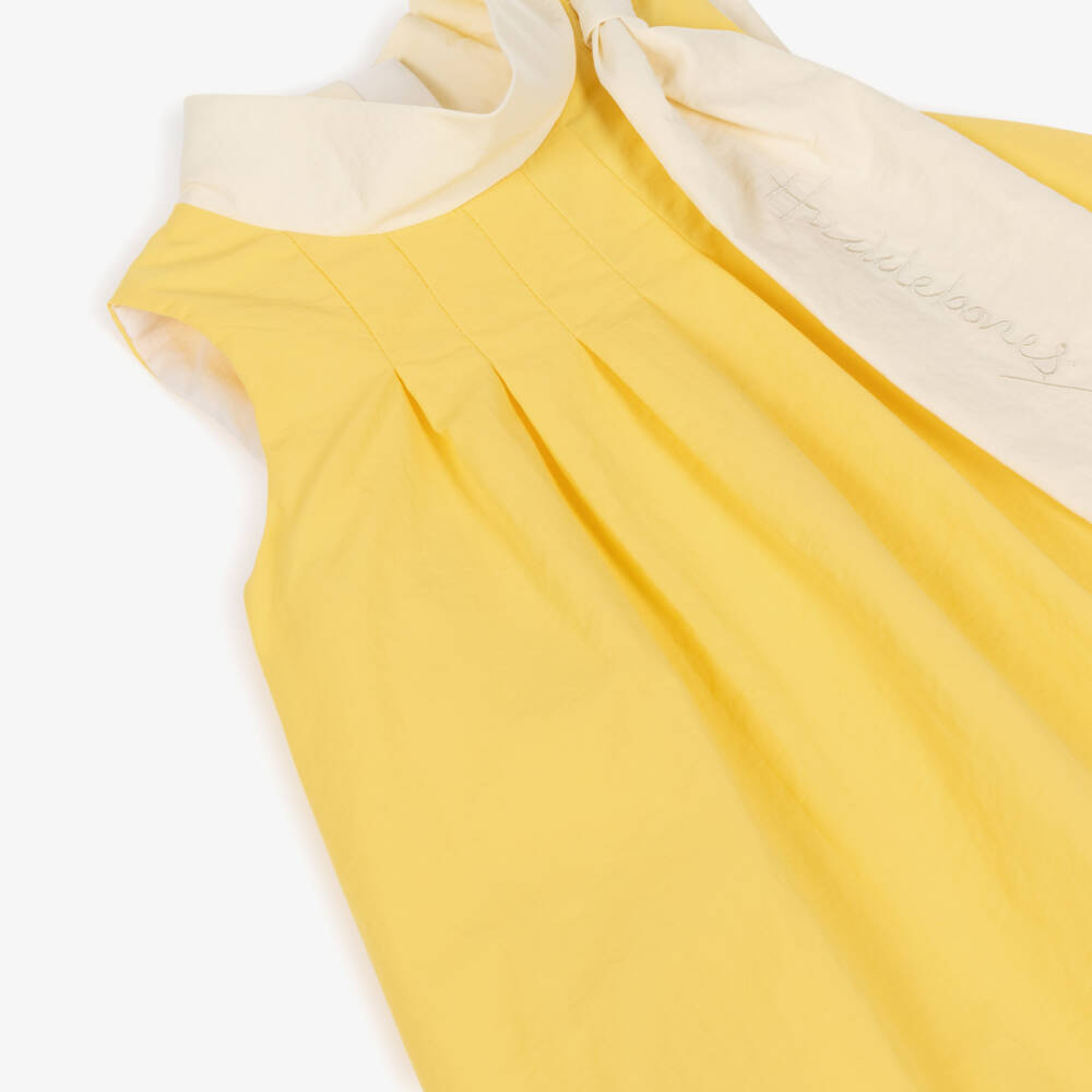Hucklebones London-Girls Yellow Sleeveless Dress with Scalloped Hem | Childrensalon