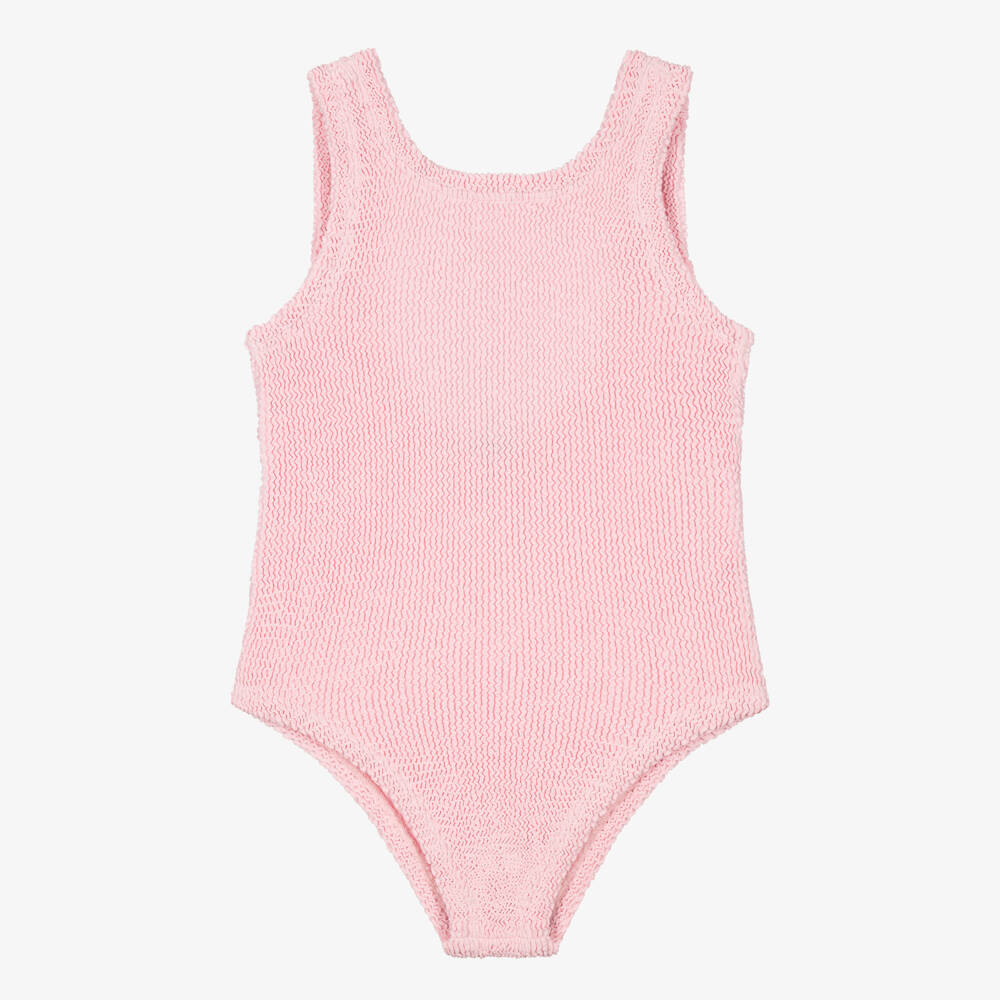Hunza G-Girls Ballet Pink Classic Crinkle Swimsuit | Childrensalon