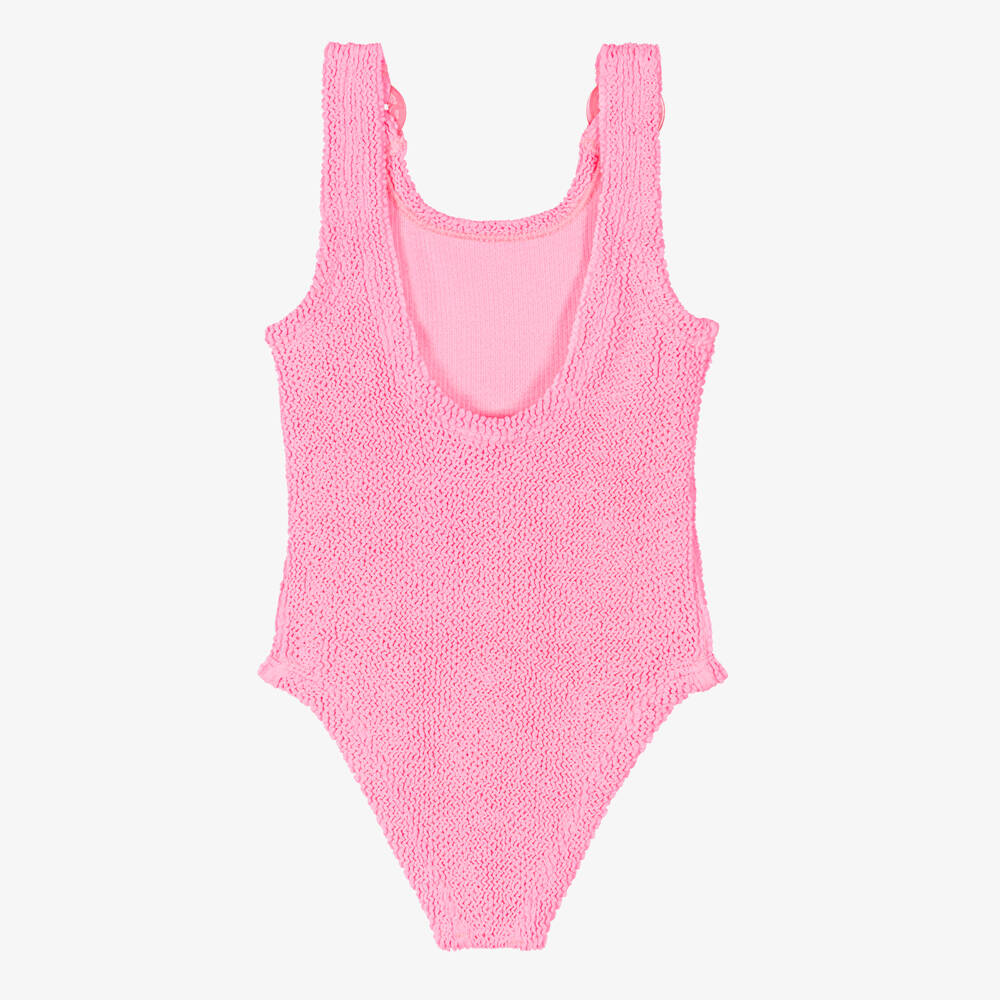 Hunza G-Girls Bubblegum Pink Domino Crinkle Swimsuit | Childrensalon
