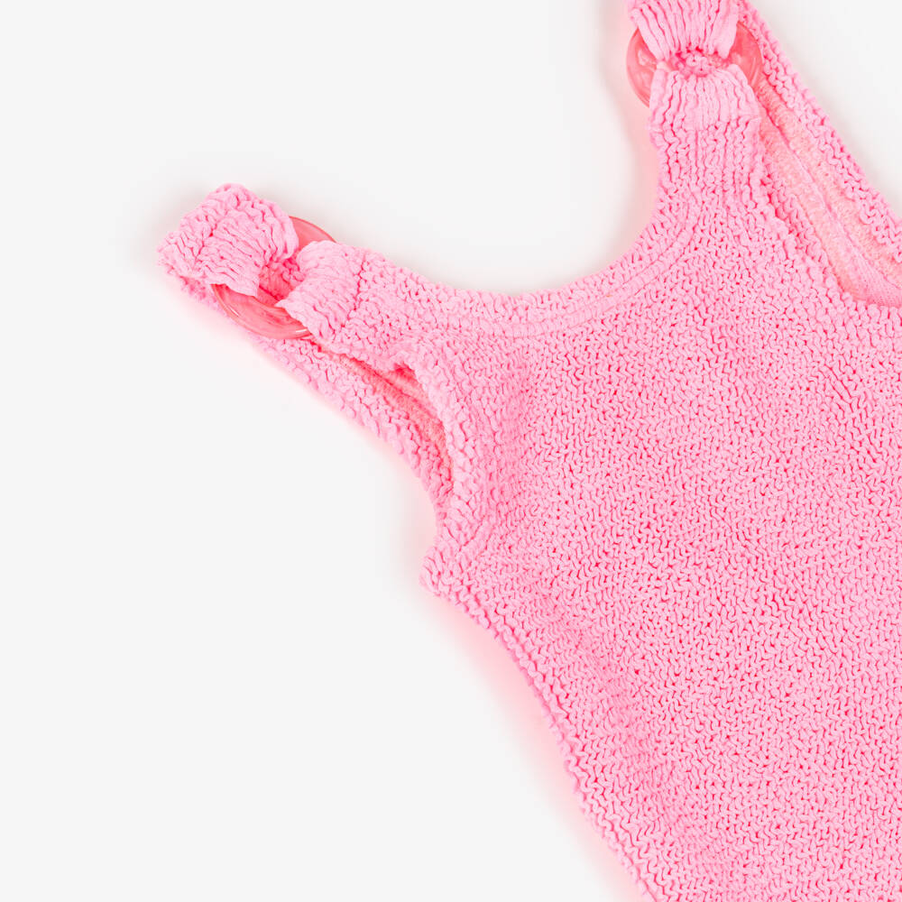 Hunza G-Girls Bubblegum Pink Domino Crinkle Swimsuit | Childrensalon