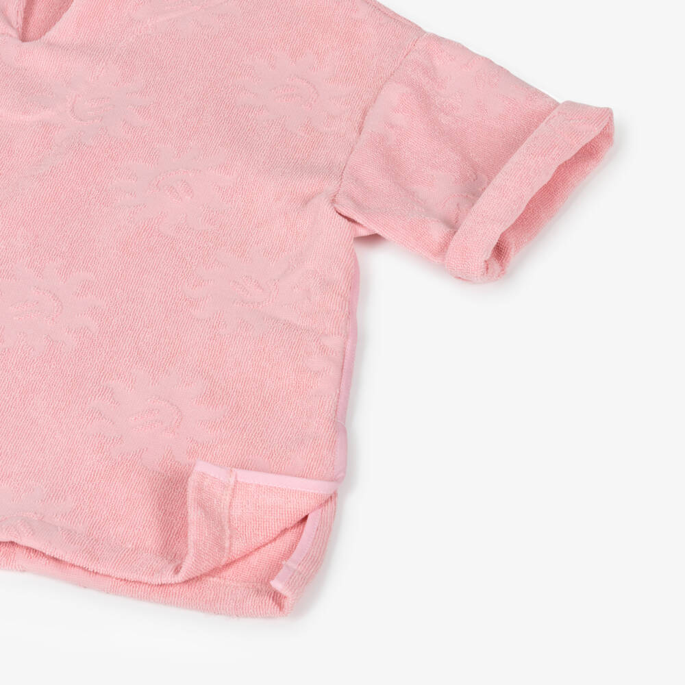 Hunza G-Girls Pale Pink Hooded Towelling Poncho | Childrensalon