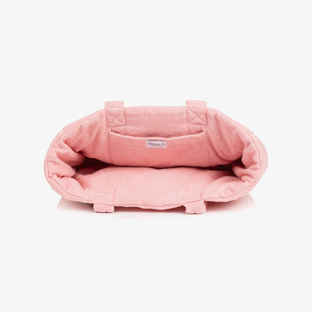 Hunza G-Girls Pink Towelling Beach Tote Bag (42cm) | Childrensalon
