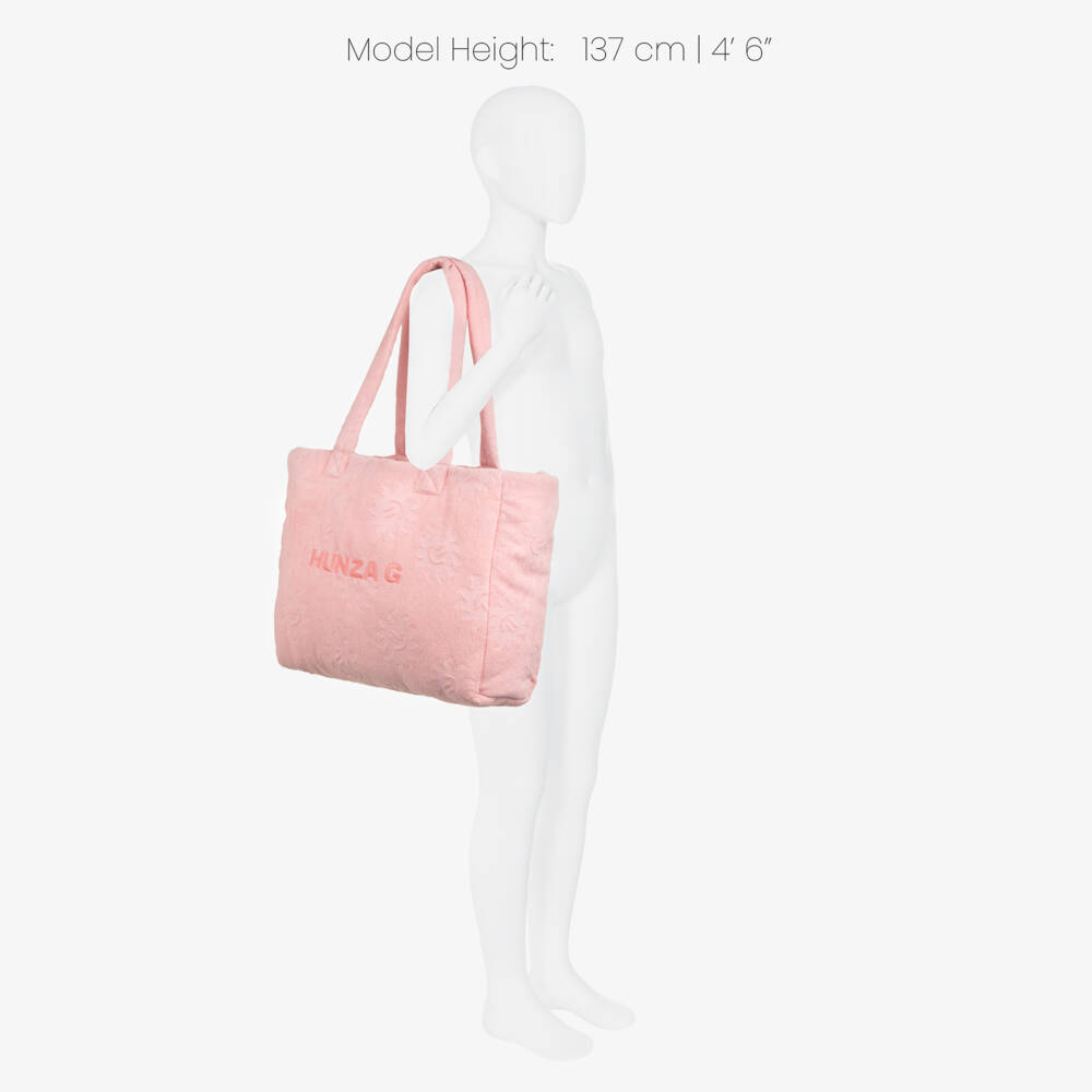 Hunza G-Girls Pink Towelling Beach Tote Bag (42cm) | Childrensalon