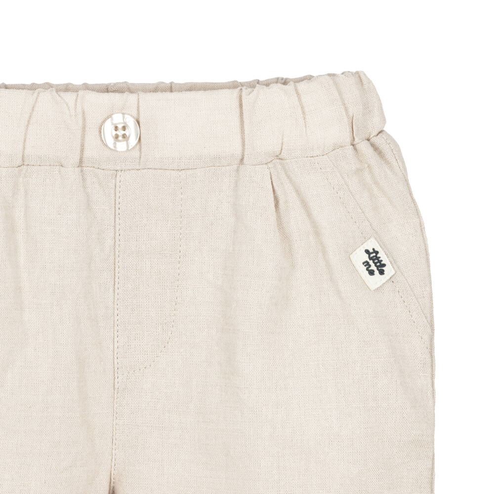 iDO-Baby Boys Beige Linen & Cotton Shorts | Childrensalon