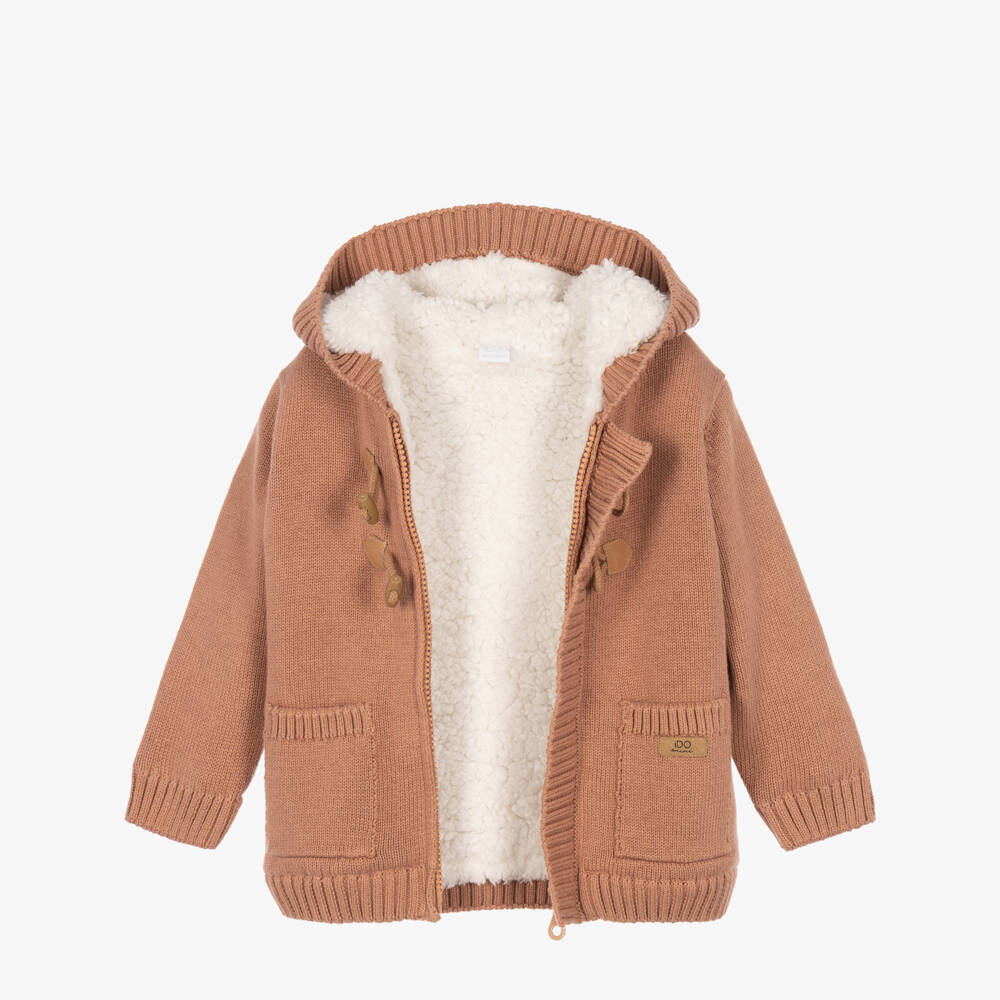 iDO-Baby Boys Brown Cotton Knit Pram Coat | Childrensalon