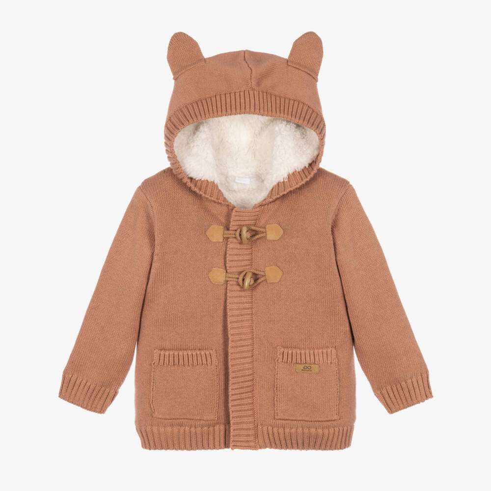 iDO-Baby Boys Brown Cotton Knit Pram Coat | Childrensalon