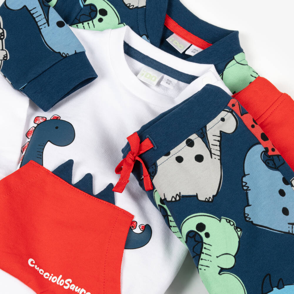 iDO Mini-Baby Boys Cotton Dinosaur Tracksuits (2 Pack) | Childrensalon