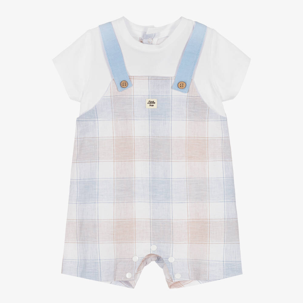 iDO-Baby Boys Pale Blue & Beige Shortie | Childrensalon