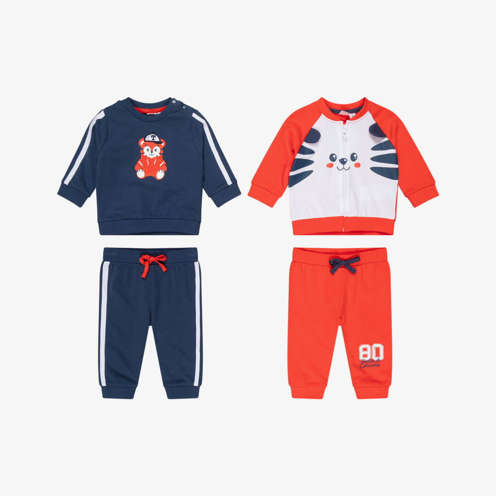 iDO-Baby Boys Red & Blue Tiger Tracksuits (2 Pack) | Childrensalon